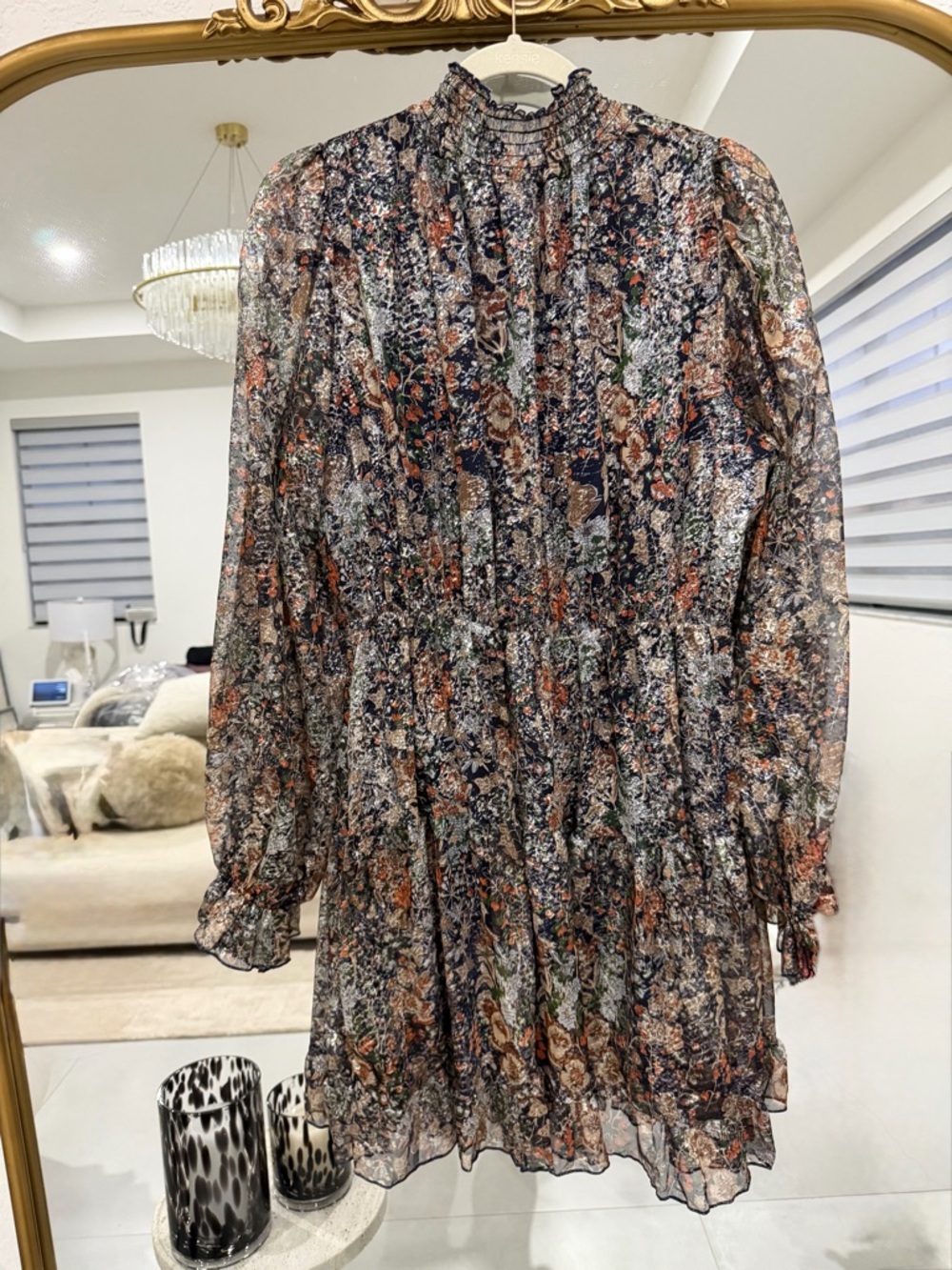 O.P.T. Women’s Long-Sleeve Floral Tiered Mini Dress - Multi Size XL